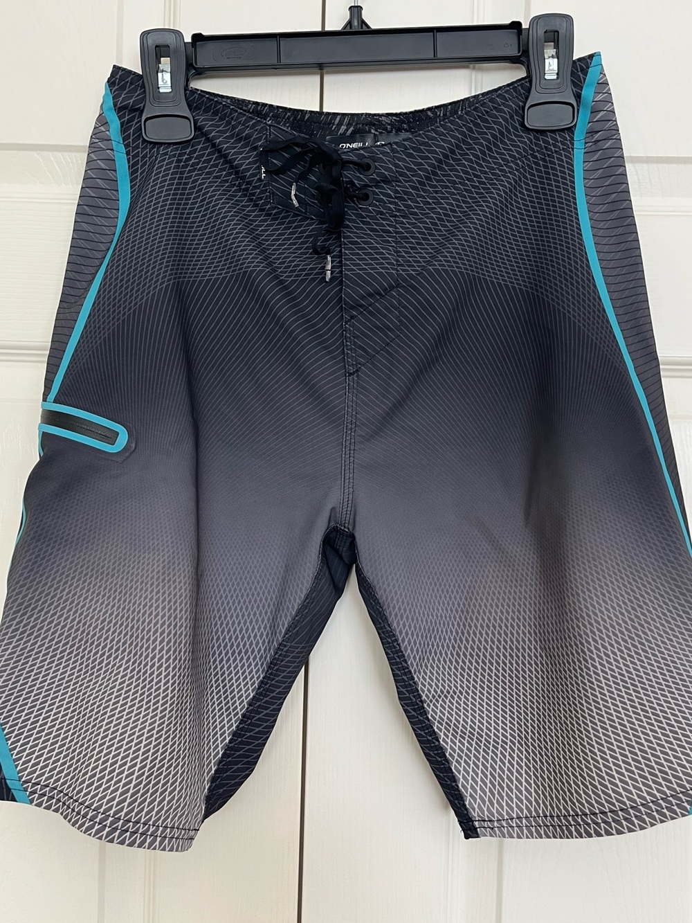 O'Neill Black Gradient Board Shorts with Teal Trim